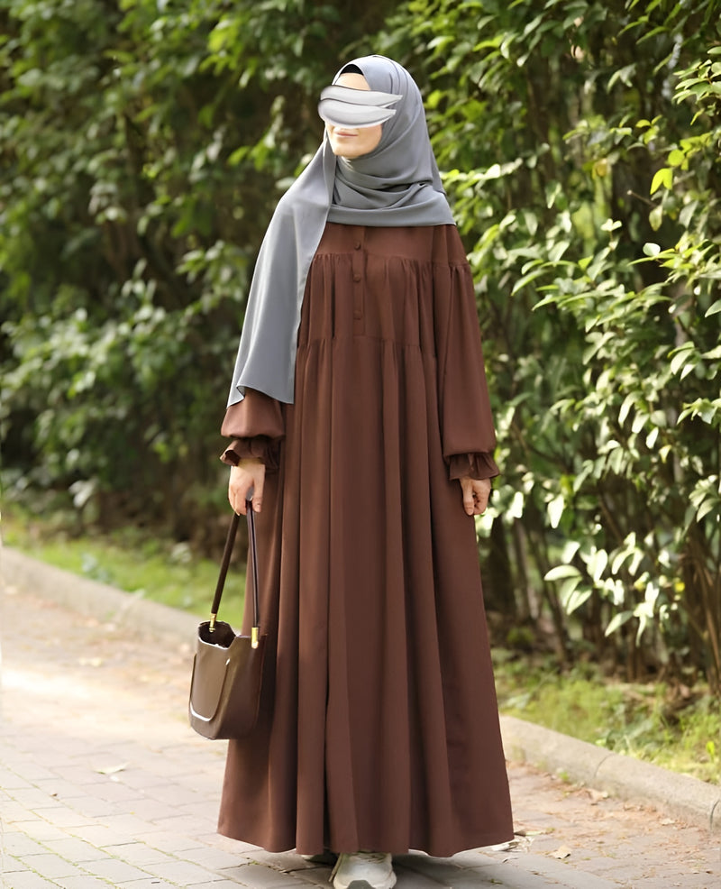 Brown Mirha Maxi Abaya with Matching Stoller