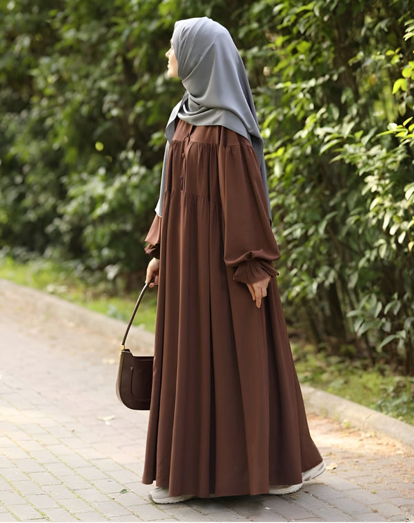 Brown Mirha Maxi Abaya with Matching Stoller