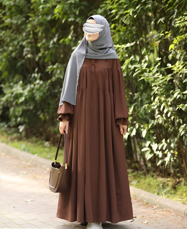 Brown Mirha Maxi Abaya with Matching Stoller